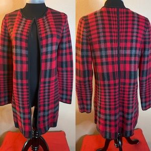 Talbots Buffalo Plaid Open Front Cardigan Size XS
